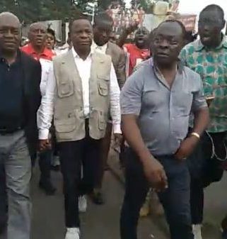 Maurice Kamto leading protest march in Douala days before his arrest